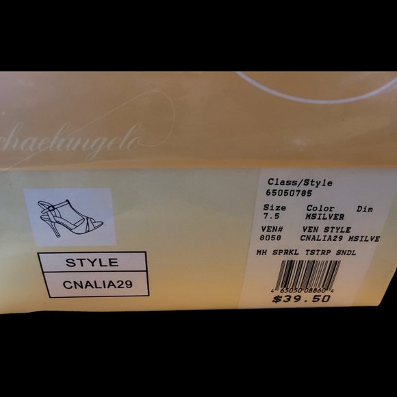 Michelangelo silver iridescent dress sandal.  Size 7 - Picture 6 of 6